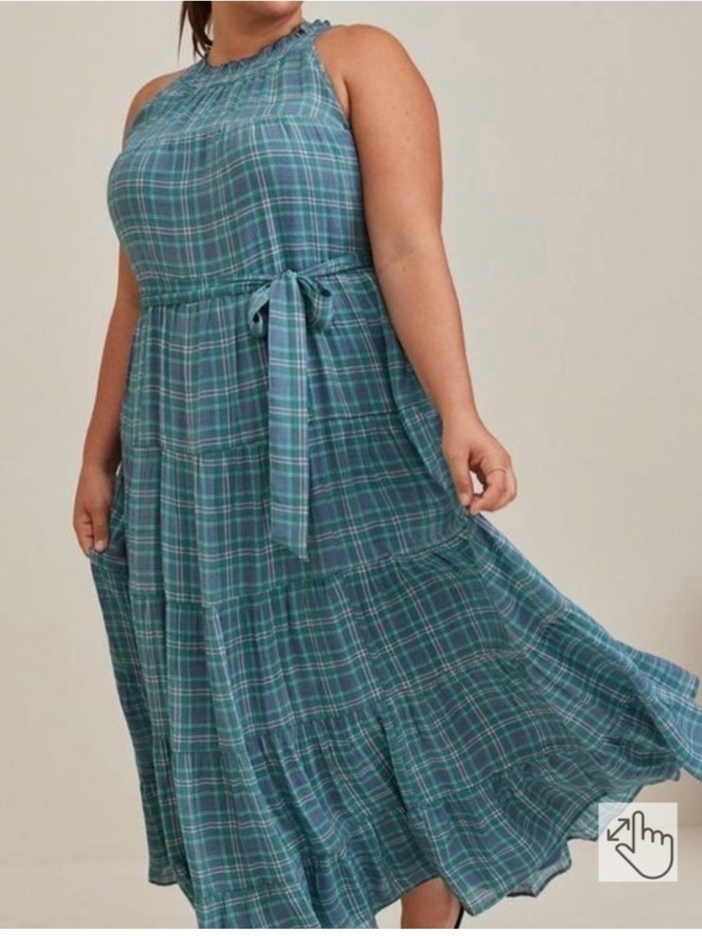 torrid Teal Plaid Halter Maxi Dress